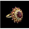 Image 2 : 5.69ctw Ruby and Diamond Ring - 14KT Yellow Gold