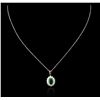 Image 1 : 14KT White Gold 1.77ct Emerald and Diamond Pendant With Chain