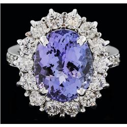 14KT White Gold 7.59ct Tanzanite and Diamond Ring