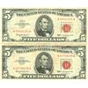 Image 1 : 1963 $5 Red Seal Bill Lot of 2