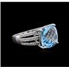 Image 2 : 14KT White Gold 9.91ct Topaz and Diamond Ring