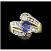 Image 1 : 0.80ct Tanzanite and Diamond Ring - 14KT Yellow Gold