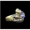 Image 2 : 0.80ct Tanzanite and Diamond Ring - 14KT Yellow Gold