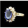 Image 2 : 14KT Yellow Gold 5.44ct Tanzanite and Diamond Ring
