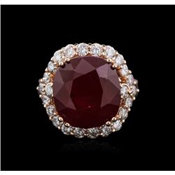 14KT Rose Gold 15.28ct Ruby and Diamond Ring