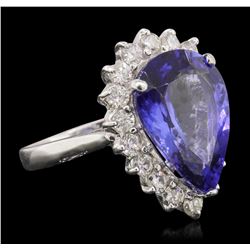 14KT White Gold 6.51ct Tanzanite and Diamond Ring