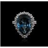 Image 1 : 14KT White Gold 13.10ct Topaz and Diamond Ring