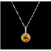 Image 1 : 3.75ct Citrine and Diamond Pendant With Chain - 14KT Yellow Gold