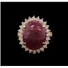 Image 1 : 12.07ct Ruby and Diamond Ring - 14KT Rose Gold