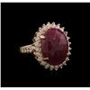 Image 2 : 12.07ct Ruby and Diamond Ring - 14KT Rose Gold