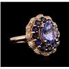 Image 2 : 14KT Rose Gold 2.75ct Tanzanite, Sapphire and Diamond Ring