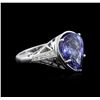 Image 2 : 4.10ct Tanzanite and Diamond Ring - 14KT White Gold