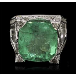 14.90ct Emerald and Diamond Ring - 14KT White Gold