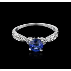 14KT White Gold 0.92ct Sapphire and Diamond Ring