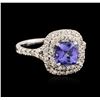 Image 2 : 14KT White Gold 1.11ct Tanzanite and Diamond Ring