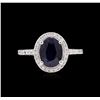 Image 2 : 2.62ct Blue Sapphire and Diamond Ring- 14KT White Gold