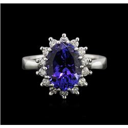 4.25ct Tanzanite and Diamond Ring - 14KT White Gold