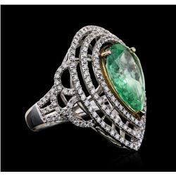 14KT White Gold GIA Certified 5.65ct Emerald and Diamond Ring