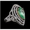 Image 1 : 14KT White Gold GIA Certified 5.65ct Emerald and Diamond Ring