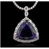 Image 2 : 14KT White Gold GIA Certified 46.34ct Tanzanite and Diamond Pendant With Chain