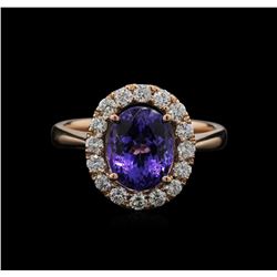 3.33ct Tanzanite and Diamond Ring - 14KT Rose Gold