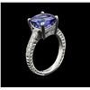 Image 3 : 4.32ct Tanzanite and Diamond Ring - 14KT White Gold