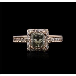 14KT Rose Gold 1.30ctw Fancy Green Diamond Ring