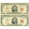 Image 1 : 1963 $5 Red Seal Bill Lot of 2