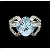 Image 1 : 14KT White Gold 6.50ct Topaz and Diamond Ring
