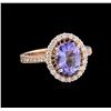 Image 1 : 1.95ct Tanzanite and Diamond Ring - 14KT Rose Gold