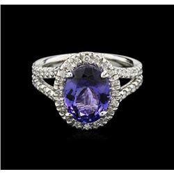 3.00ct Tanzanite and Diamond Ring - 14KT White Gold