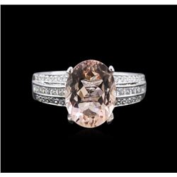 3.13ct Morganite and Diamond Ring - 18KT White Gold