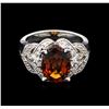 Image 1 : 6.28ct Malaya Garnet and Diamond Ring - 14KT White Gold