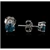 Image 2 : 14KT White Gold 0.86ctw Fancy Blue Diamond Stud Earrings