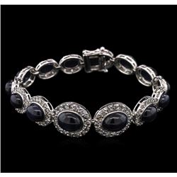 35.86ctw Sapphire and Diamond Bracelet - 14KT White Gold