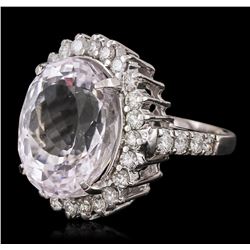 14KT White Gold 24.09ct Kunzite and Diamond Ring