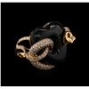 Image 2 : 18KT Yellow Gold 24.73ct Black Onyx and Diamond Ring