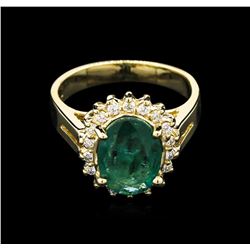 7.07ct Emerald and Diamond Ring - 14KT Yellow Gold