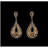 Image 1 : 0.98ctw Diamond Dangle Earrings - 14KT Rose Gold