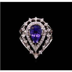 2.01ct Tanzanite and Diamond Ring - 14KT White Gold