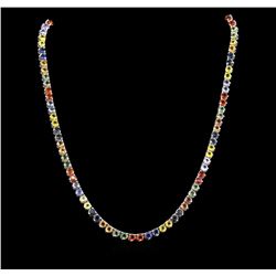 33.50ctw Multi Color Sapphire Necklace - 14KT White Gold