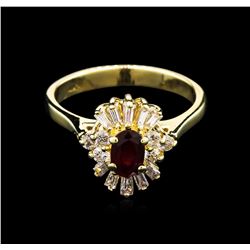 0.54ct Ruby and Diamond Ring - 14KT Yellow Gold