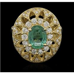 1.64ct Emerald and Diamond Ring - 14KT Yellow Gold