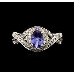 14KT White Gold 0.93ct Tanzanite and Diamond Ring