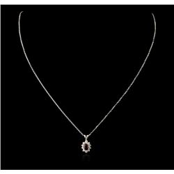 14KT White Gold 0.66ct Ruby and Diamond Pendant With Chain