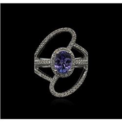 1.50ct Tanzanite and Diamond Ring - 14KT White Gold