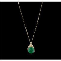 14KT Yellow Gold GIA Certified 50.88ct Emerald and Diamond Pendant With Chain