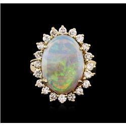 14KT Yellow Gold 6.16ct Opal and Diamond Ring