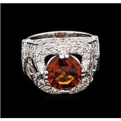 3.90ct Spessartite Garnet and Diamond Ring - 14KT White Gold