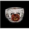 Image 1 : 3.90ct Spessartite Garnet and Diamond Ring - 14KT White Gold